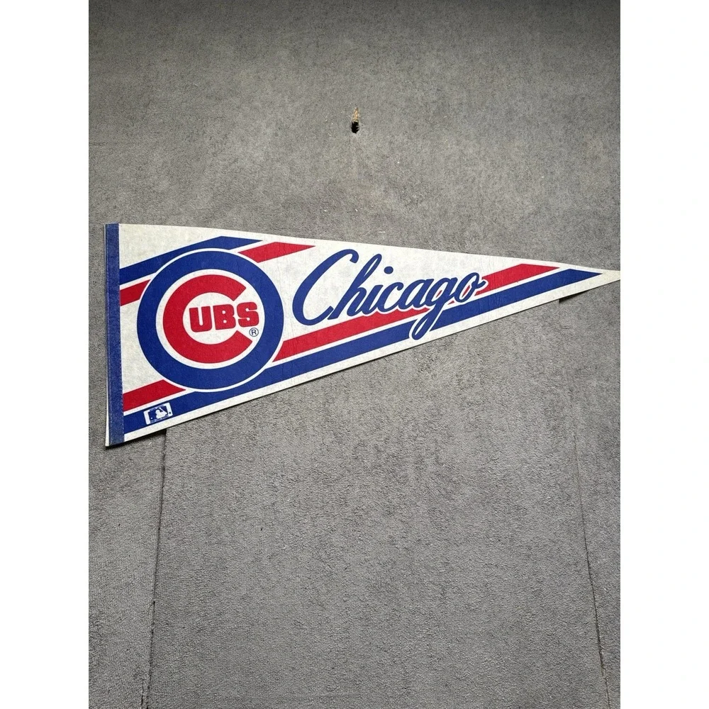 Chicago Cubs Vintage MLB Pennant Felt Banner Game Room Man Cave Wall Art 80s 90s